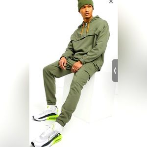 ASOS Design Co-ord set oversized hoodie and sweatpants in washed green